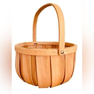 Vintage Nailed Wood Bushel Basket Handle Apple Fruit Fall Harvest Autumn Kitchen